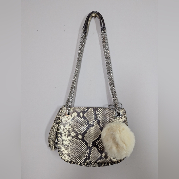 Michael Kors Snakeskin Chain Shoulder Bag Crossbody Purse 9x7 - Picture 1 of 8